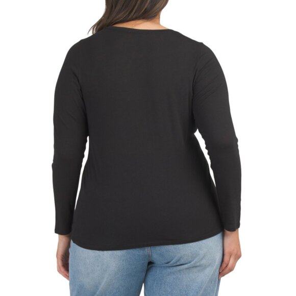 EILEEN FISHER Black Plus Sheer Knit Tee - Picture 2 of 2